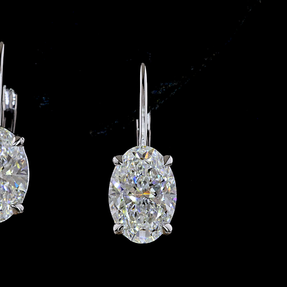 4.16 CTTW Oval Lab Diamond Hanging Earring (F/E Color and VS1 Clarity)
