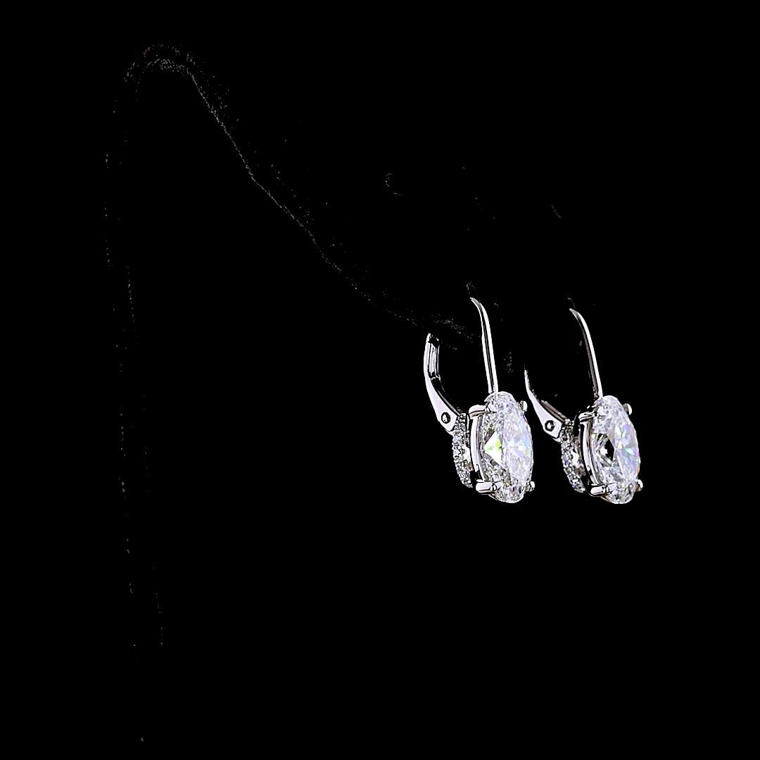 4.16 CTTW Oval Lab Diamond Hanging Earring (F/E Color and VS1 Clarity)