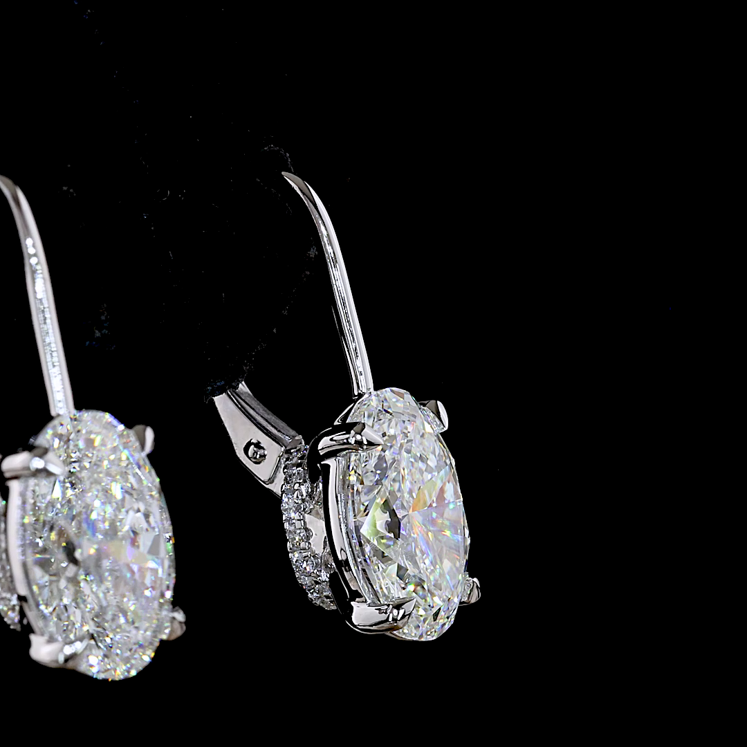 4.16 CTTW Oval Lab Diamond Hanging Earring (F/E Color and VS1 Clarity)