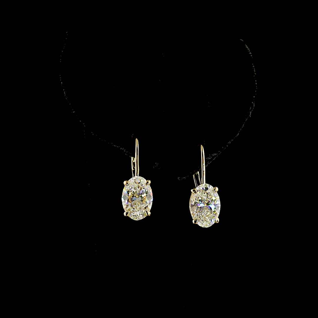 4.19 CTTW Oval Lab Grown Diamond Hanging Earring Size 21.45 (F Color and VS1 Clarity)
