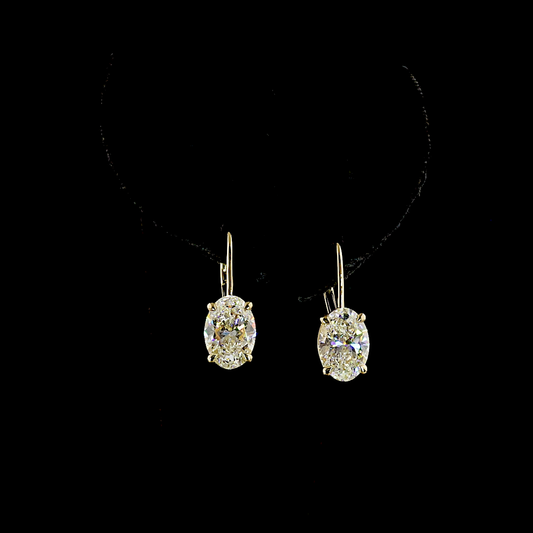 4.19 CTTW Oval Lab Diamond Hanging Earring (F Color and VS1 Clarity)