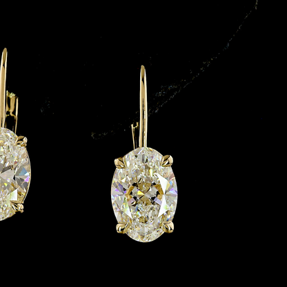 4.19 CTTW Oval Lab Grown Diamond Hanging Earring Size 21.45 (F Color and VS1 Clarity)