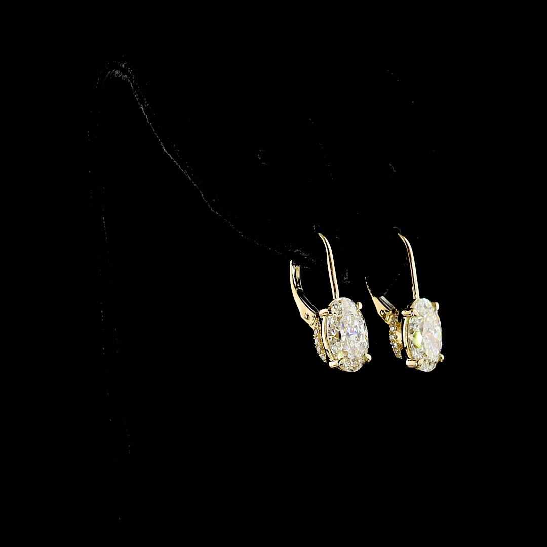4.19 CTTW Oval Lab Grown Diamond Hanging Earring Size 21.45 (F Color and VS1 Clarity)