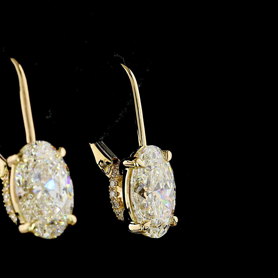 4.19 CTTW Oval Lab Grown Diamond Hanging Earring Size 21.45 (F Color and VS1 Clarity)