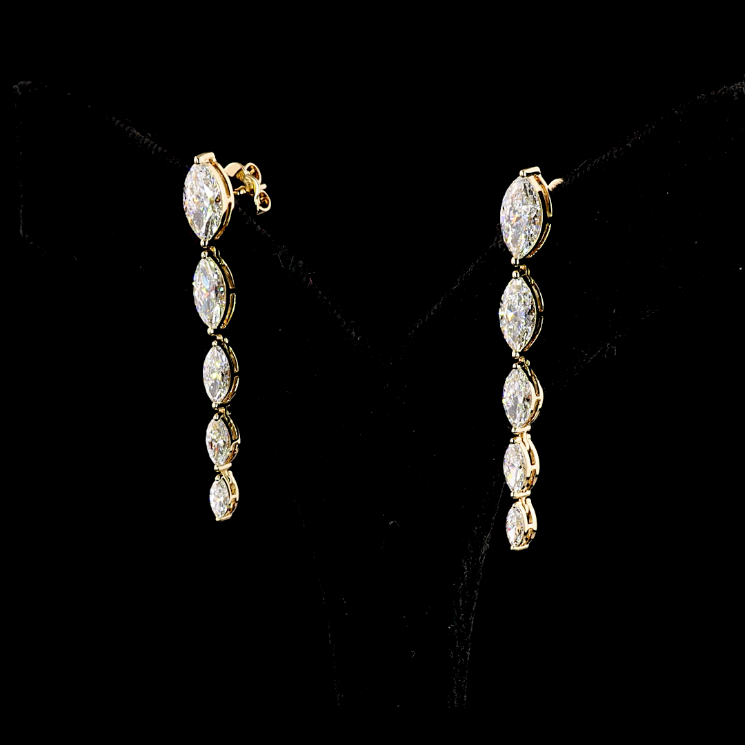 3.82 CTTW Marquise Lab Diamond Hanging Earring (F Color and VS1 Clarity)