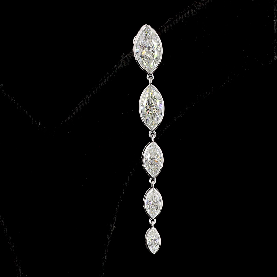 3.91 CTTW Marquise Lab Diamond Hanging Earring (E Color and VVS2 Clarity)