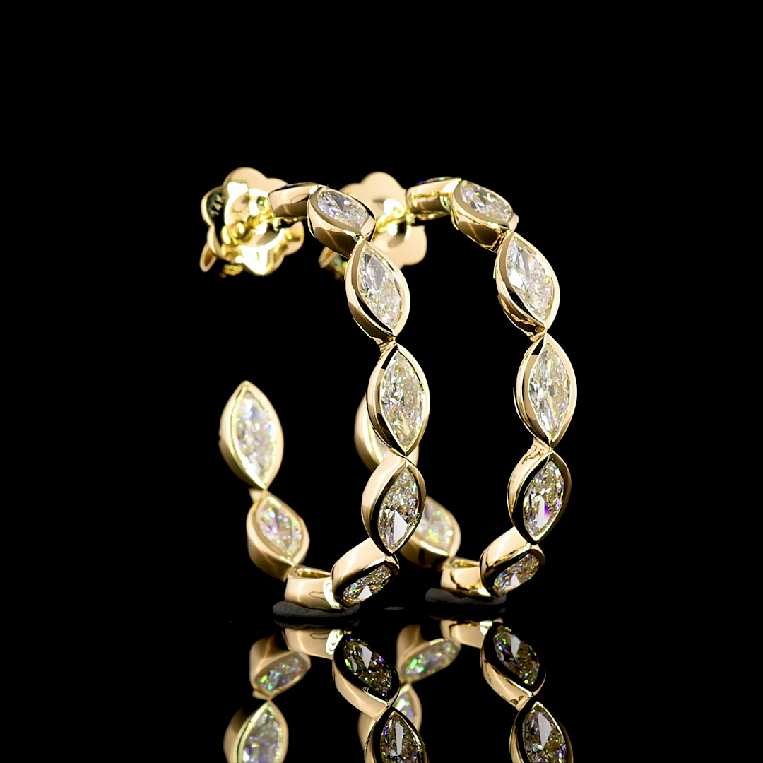 3.97 CTTW Marquise Lab Diamond C Hoops Earring (E Color and VS1 Clarity)