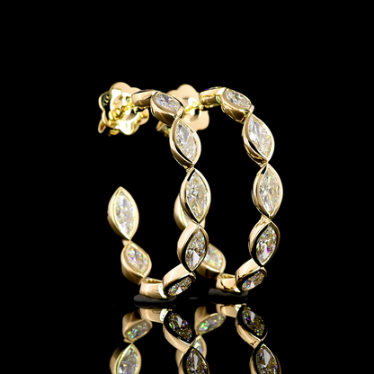 3.97 CTTW Marquise Lab Diamond C Hoops Earring (E Color and VS1 Clarity)
