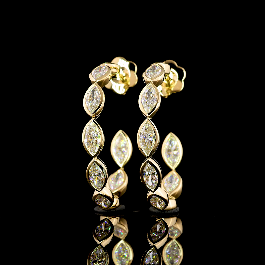 3.97 CTTW Marquise Lab Diamond C Hoops Earring (E Color and VS1 Clarity)