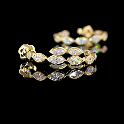 3.97 CTTW Marquise Lab Diamond C Hoops Earring (E Color and VS1 Clarity)