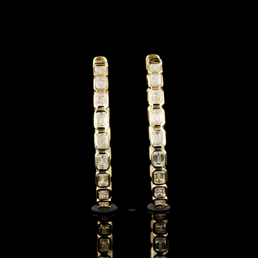 2.99 CTTW Emerald Lab Diamond Hoops Earring (F Color and VS1 Clarity)