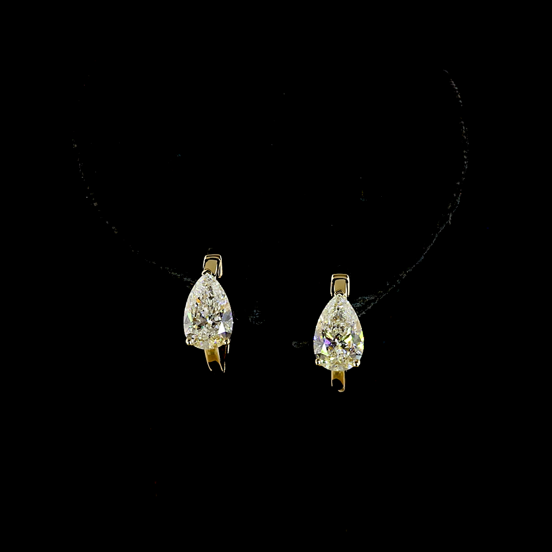 2.03 CTTW Pear Lab Diamond Huggies Earring (F Color and VS1 Clarity)