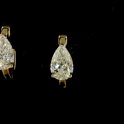 2.03 CTTW Pear Lab Diamond Huggies Earring (F Color and VS1 Clarity)