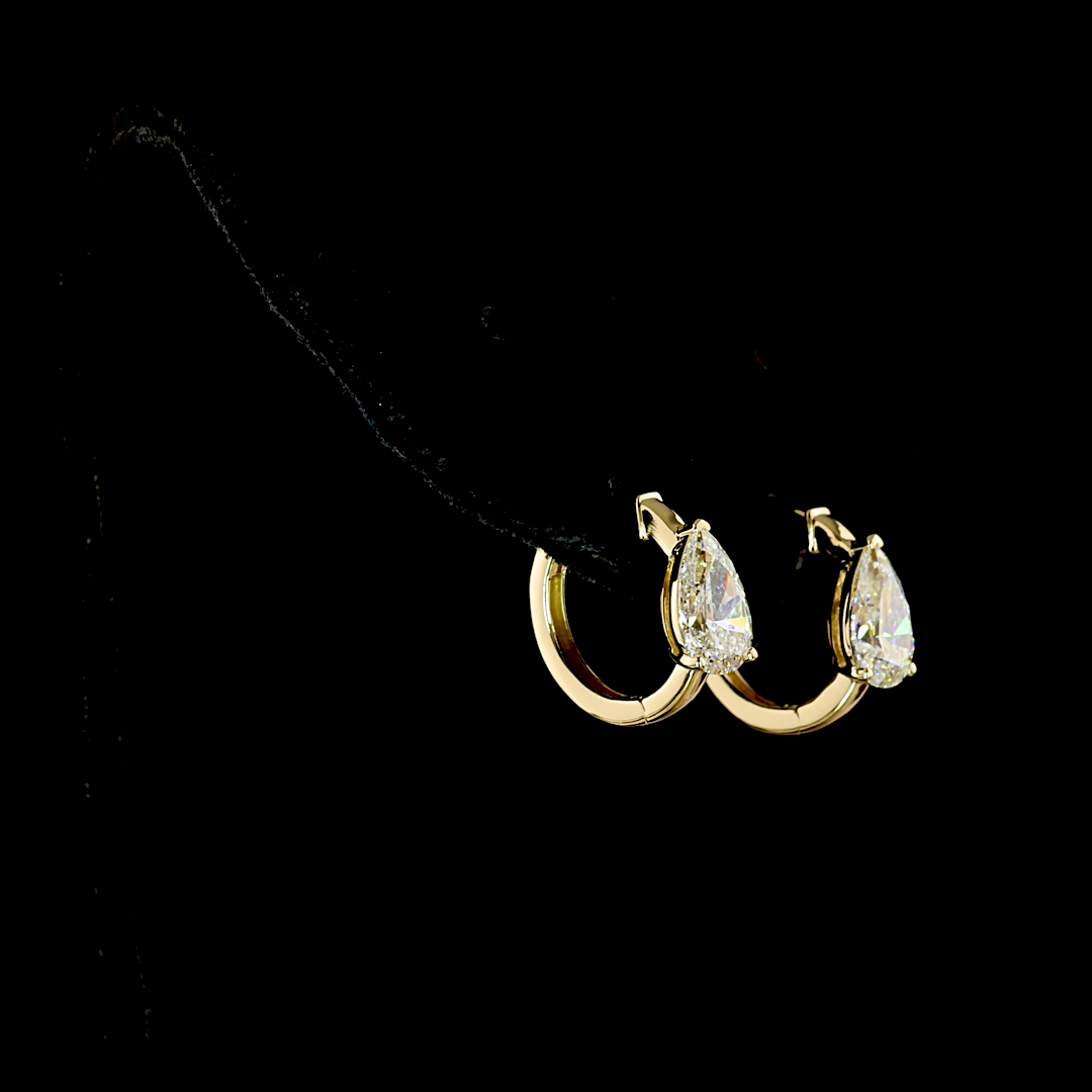 2.05 CTTW Pear Lab Grown Diamond Huggies Earring 14.2mm (E Color and VS1 Clarity)