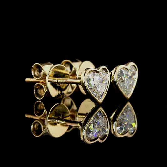 1.03 CTTW Heart Lab Diamond Studs Earring (D/E Color and VS1/VVS2 Clarity)