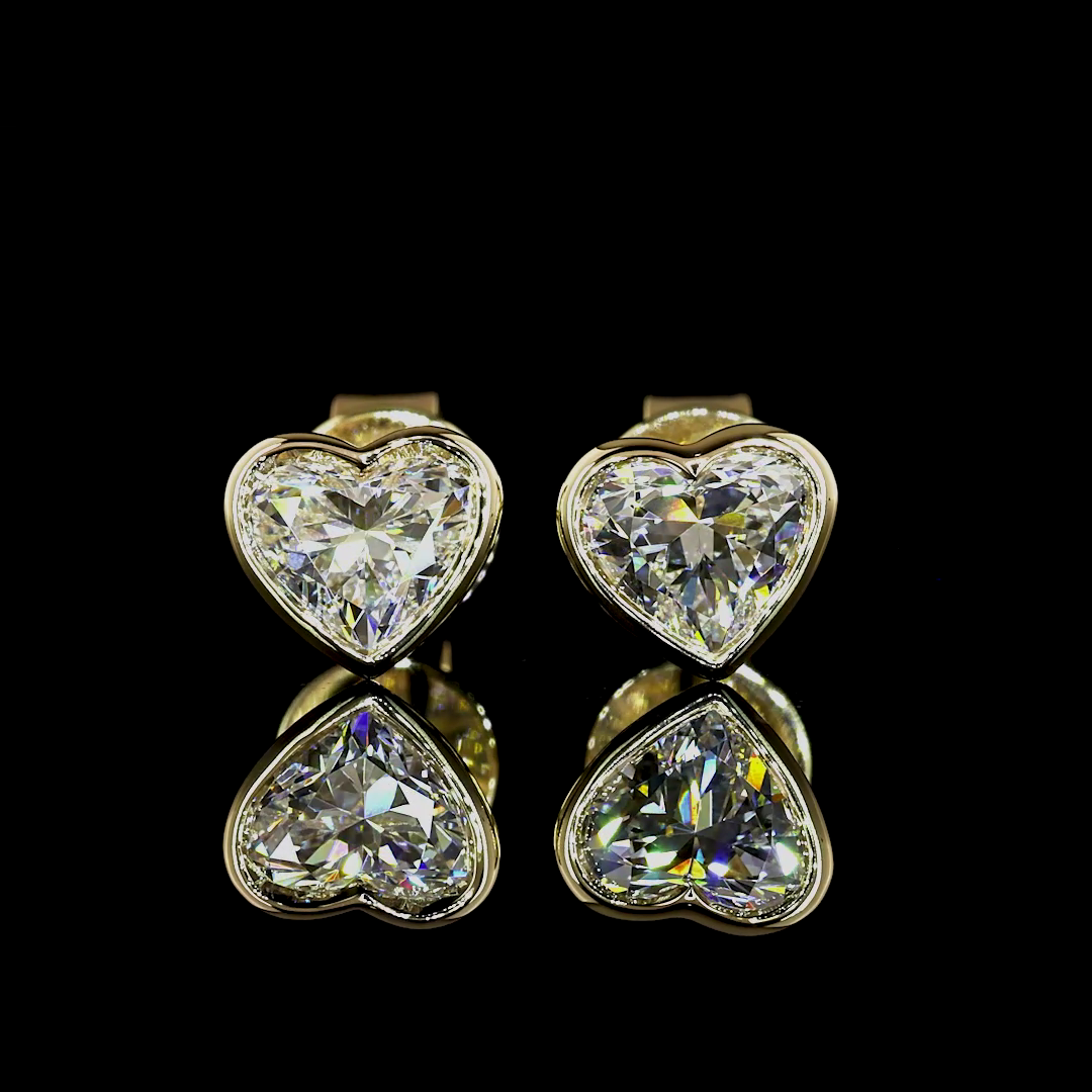 1.03 CTTW Heart Lab Diamond Studs Earring (D/E Color and VS1/VVS2 Clarity)