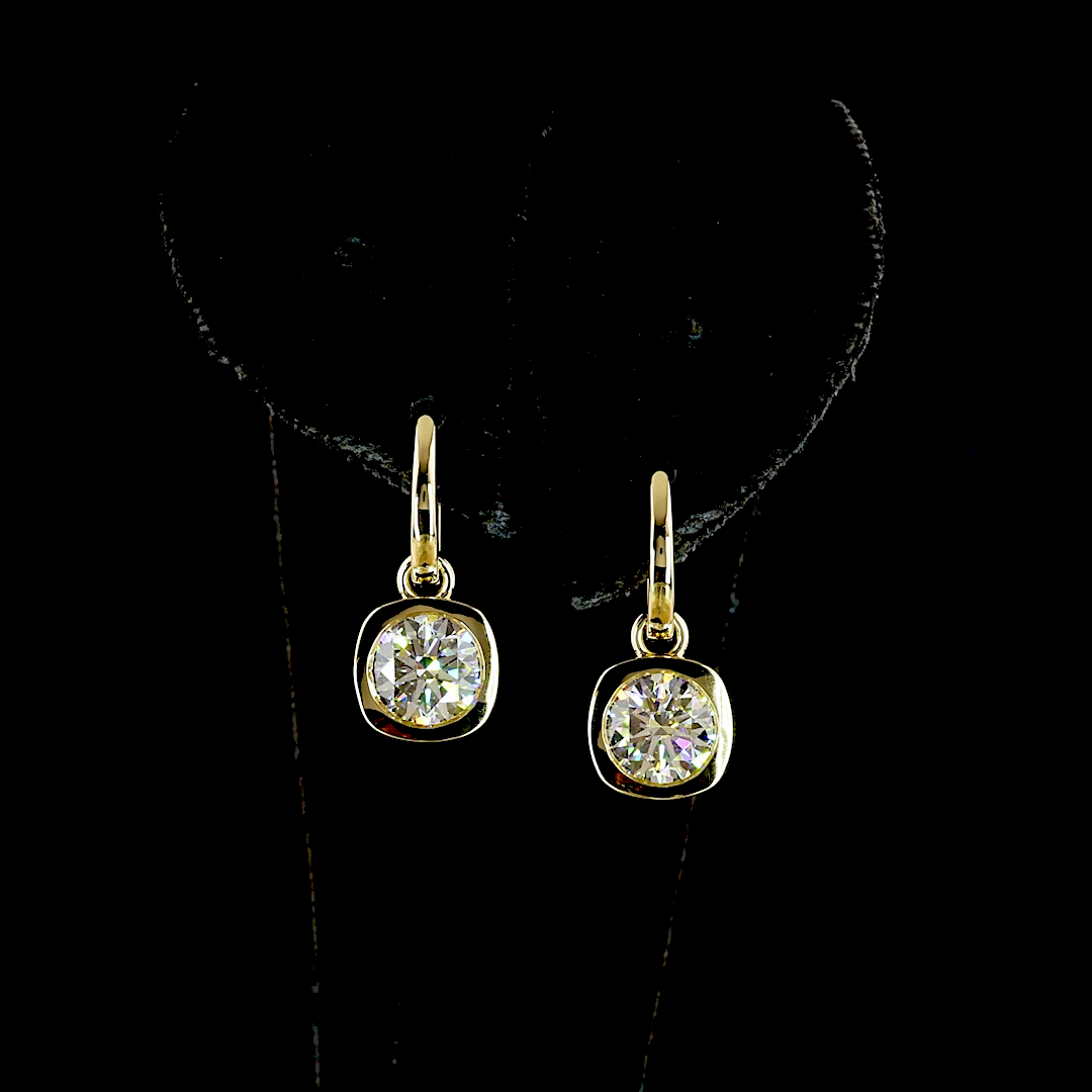 3.03 CTTW Round Lab Grown Diamond Hanging Earring (F Color and VVS2 Clarity)