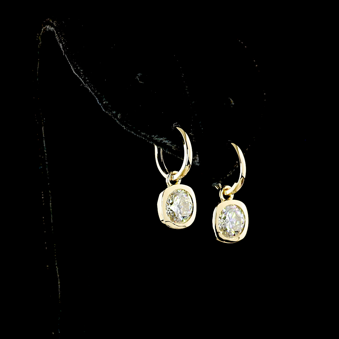 3.03 CTTW Round Lab Grown Diamond Hanging Earring (F Color and VVS2 Clarity)