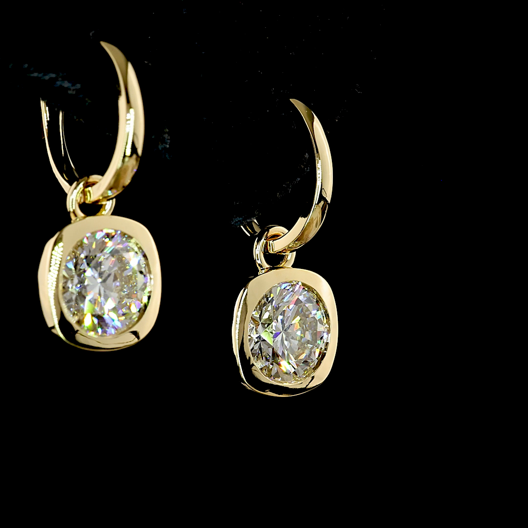 3.03 CTTW Round Lab Grown Diamond Hanging Earring (F Color and VVS2 Clarity)