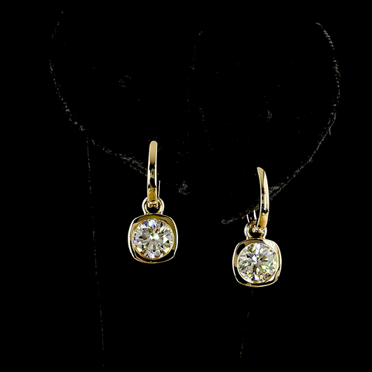 4.02 CTTW Round Lab Diamond Hanging Earring (F/E Color and VS1/VVS2 Clarity)