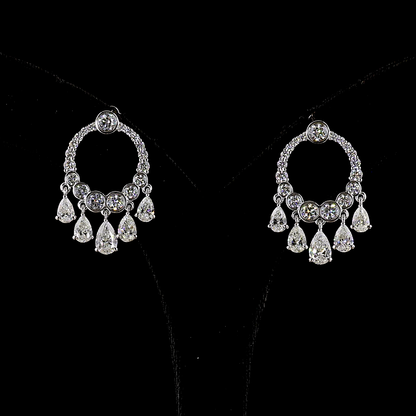 5.13 CTTW Pear Lab Grown Diamond Hanging Earring Size 34.8 (E Color and VS1 Clarity)