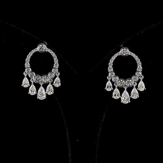 5.12 CTTW Pear Lab Diamond Hanging Earring (E Color and VS Clarity)