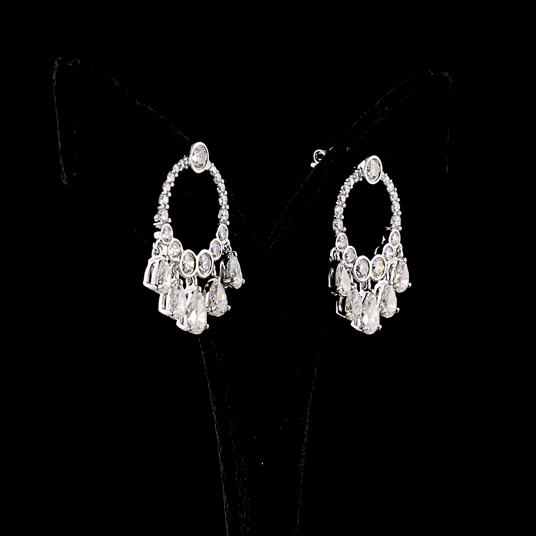 5.13 CTTW Pear Lab Grown Diamond Hanging Earring Size 34.8 (E Color and VS1 Clarity)