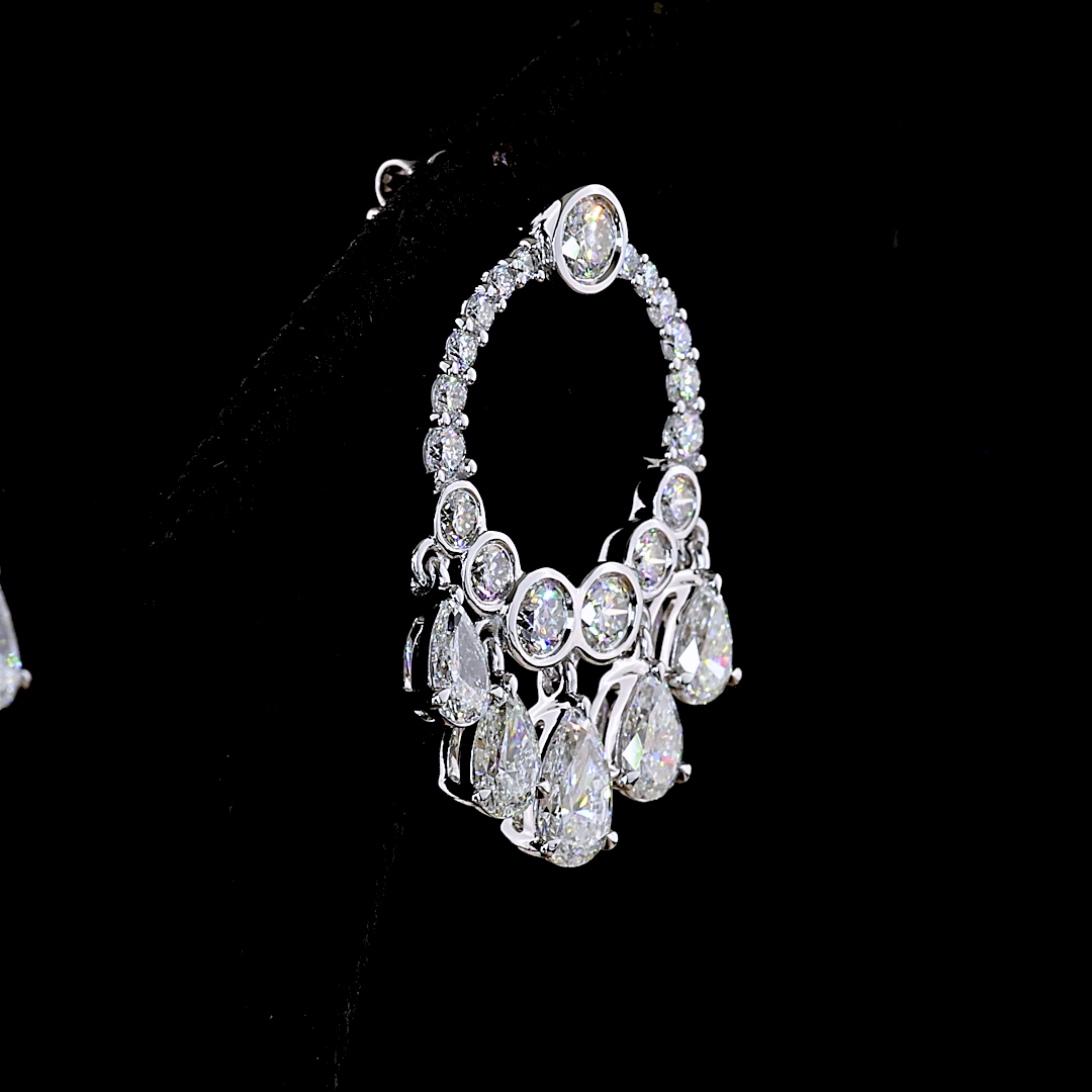5.13 CTTW Pear Lab Grown Diamond Hanging Earring Size 34.8 (E Color and VS1 Clarity)