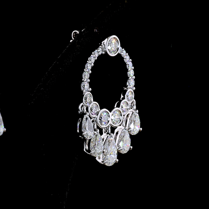 5.13 CTTW Pear Lab Grown Diamond Hanging Earring Size 34.8 (E Color and VS1 Clarity)