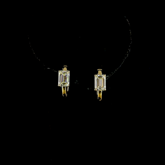 2.04 CTTW Emerald Lab Diamond Huggies Earring (F Color and VS1 Clarity)