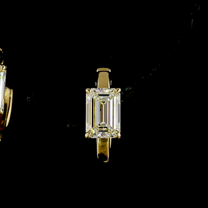 2.04 CTTW Emerald Lab Diamond Huggies Earring (F Color and VS1 Clarity)