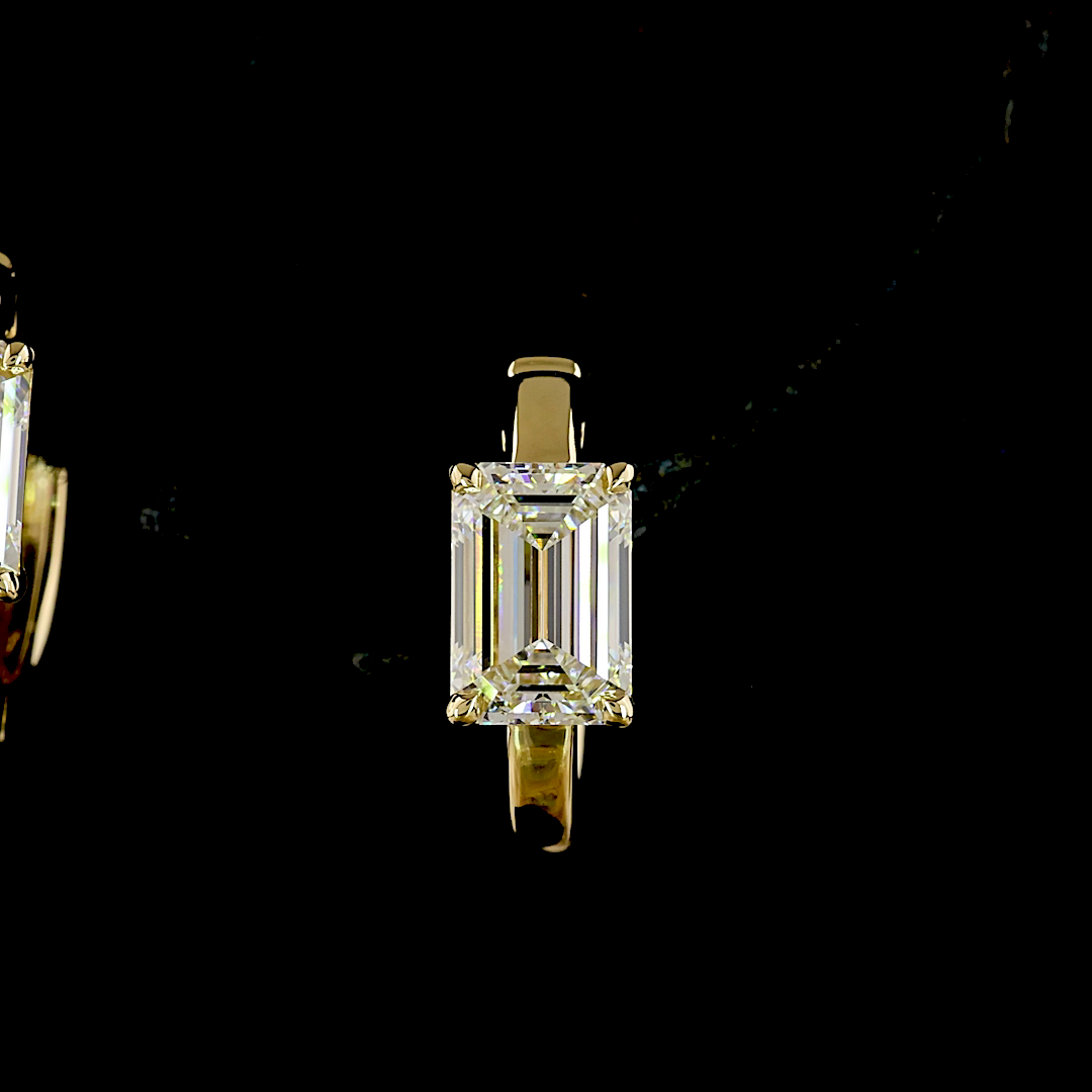 2.00 CTTW Emerald Lab Diamond Huggies Earring (F Color and VS1 Clarity)