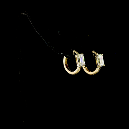 2.04 CTTW Emerald Lab Diamond Huggies Earring (F Color and VS1 Clarity)