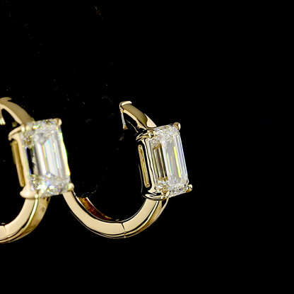 2.04 CTTW Emerald Lab Diamond Huggies Earring (F Color and VS1 Clarity)
