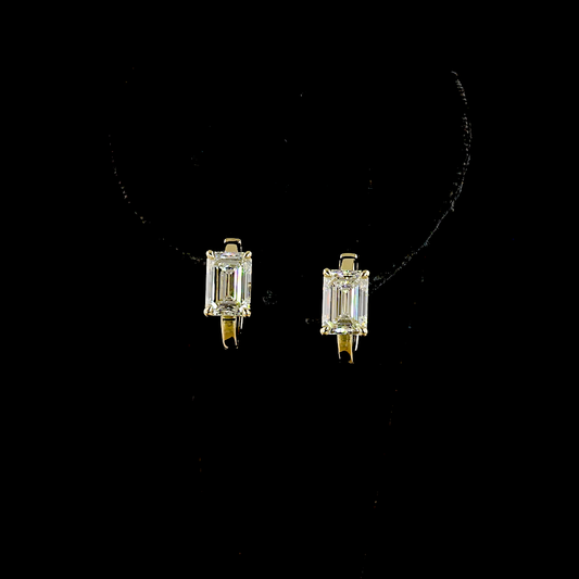 3.10 CTTW Emerald Lab Diamond Huggies Earring (F Color and VVS2 Clarity)