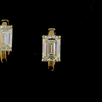 3.10 CTTW Emerald Lab Grown Diamond Huggies Earring 14.2mm (F Color and VVS2 Clarity)