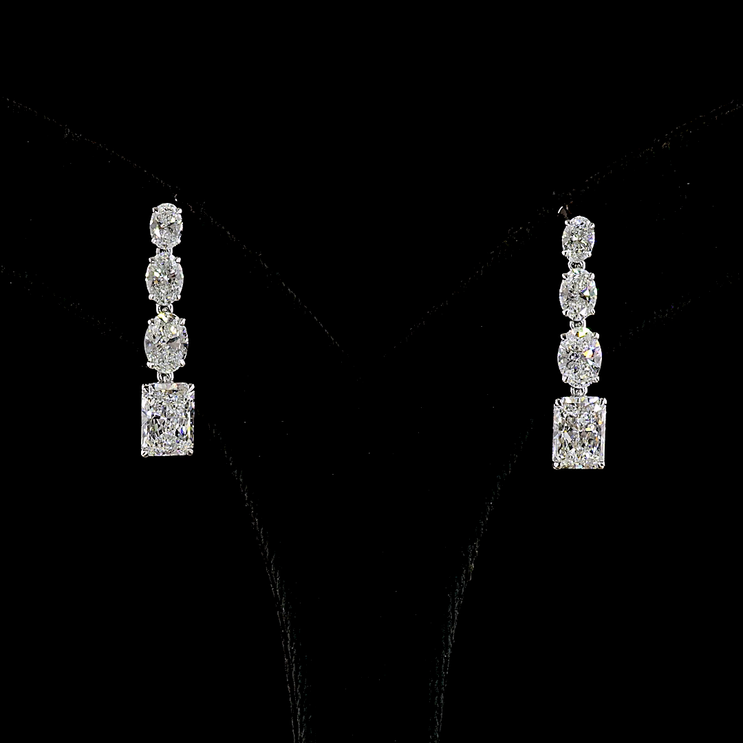 4.61 CTTW Radiant Lab Grown Diamond Hanging Earring Size 26.4 (E Color and VS Clarity)