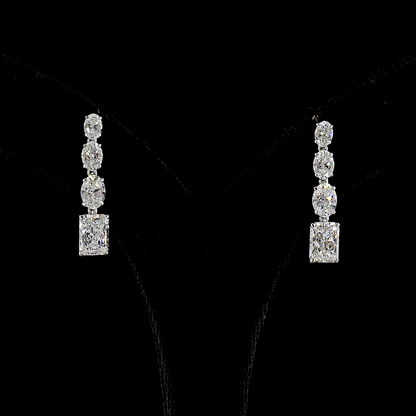 4.61 CTTW Radiant Lab Grown Diamond Hanging Earring Size 26.4 (E Color and VS Clarity)