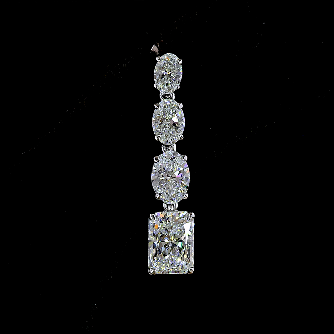 4.61 CTTW Radiant Lab Grown Diamond Hanging Earring Size 26.4 (E Color and VS Clarity)