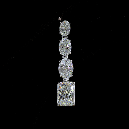 4.61 CTTW Radiant Lab Grown Diamond Hanging Earring Size 26.4 (E Color and VS Clarity)