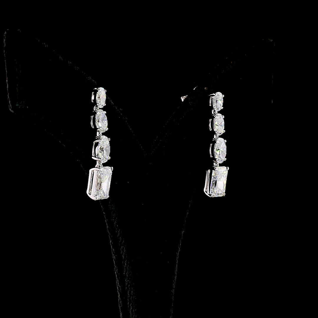 4.61 CTTW Radiant Lab Grown Diamond Hanging Earring Size 26.4 (E Color and VS Clarity)