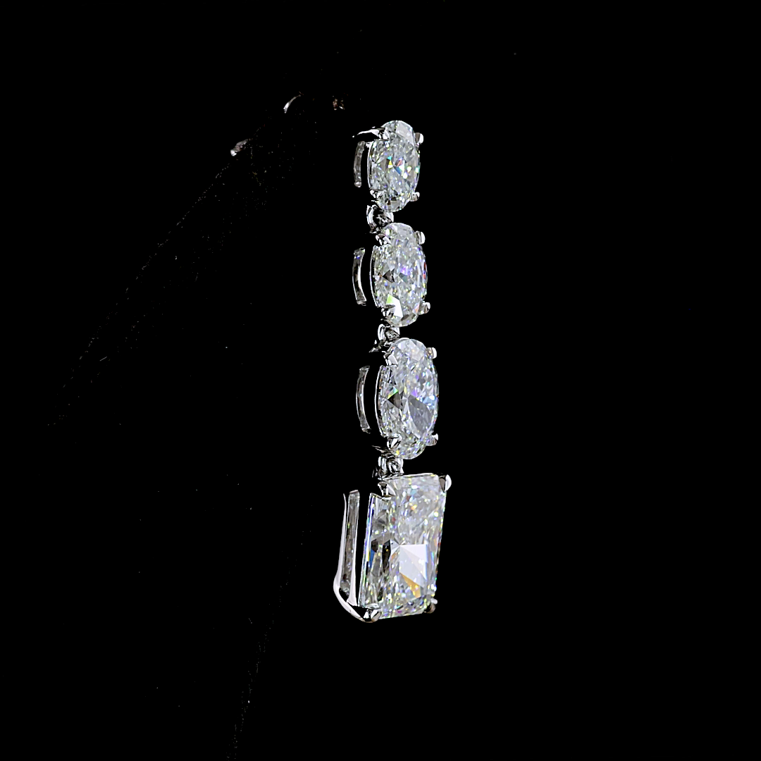 4.61 CTTW Radiant Lab Grown Diamond Hanging Earring Size 26.4 (E Color and VS Clarity)