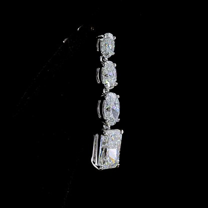 4.61 CTTW Radiant Lab Grown Diamond Hanging Earring Size 26.4 (E Color and VS Clarity)