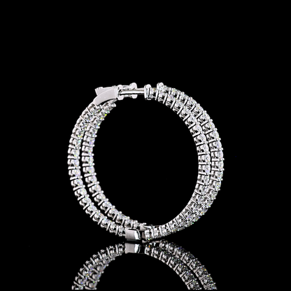 3.07 CTTW Round Lab Grown Diamond Hoops Earring 35mm (E Color and VS Clarity)