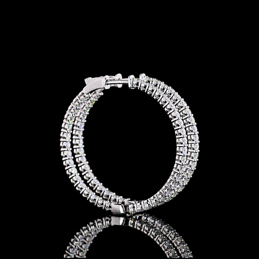 3.07 CTTW Round Lab Diamond Hoops Earring (E Color and VS Clarity)