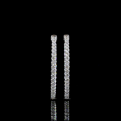 3.07 CTTW Round Lab Grown Diamond Hoops Earring 35mm (E Color and VS Clarity)