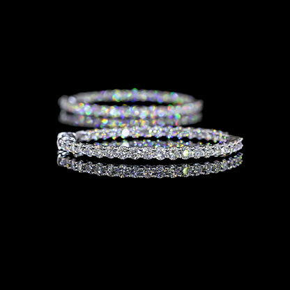 3.07 CTTW Round Lab Grown Diamond Hoops Earring 35mm (E Color and VS Clarity)