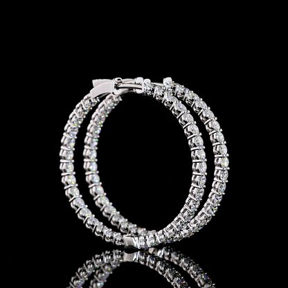 3.88 CTTW Round Lab Diamond Hoops Earring (E Color and VS Clarity)