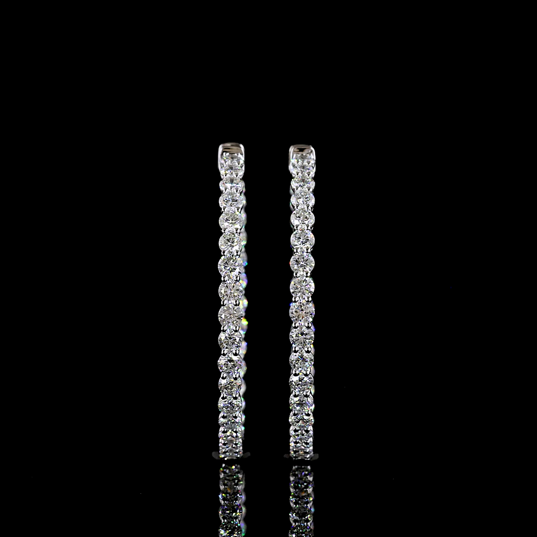 3.88 CTTW Round Lab Diamond Hoops Earring (E Color and VS Clarity)