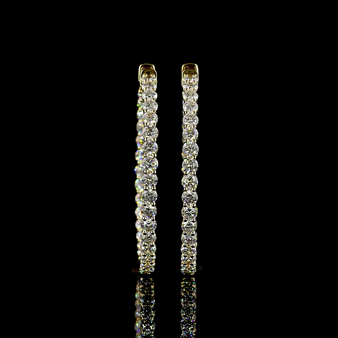 3.84 CTTW Round Lab Diamond Hoops Earring (E Color and VS Clarity)